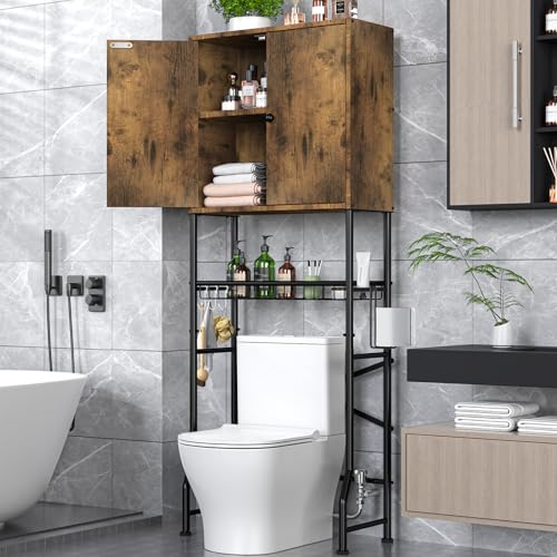 White Over The Toilet Storage Cabinet with 2 Doors T4661