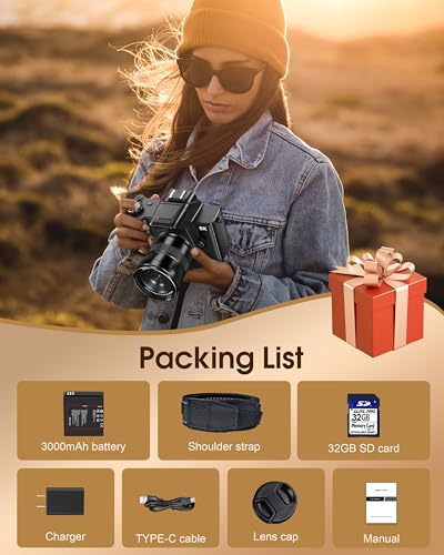 80MP Digital Camera with 4.0" Touch Screen, 18X Digital Zoom, 32GB Card D59133