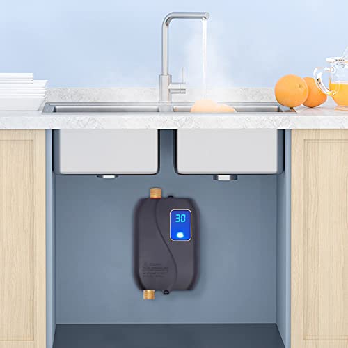Small Electric Tankless Water Heater 110v 3000w On-Demand Instant Hot Water Heater 4.6x2.8x6.3in IPX4 Waterproof R602