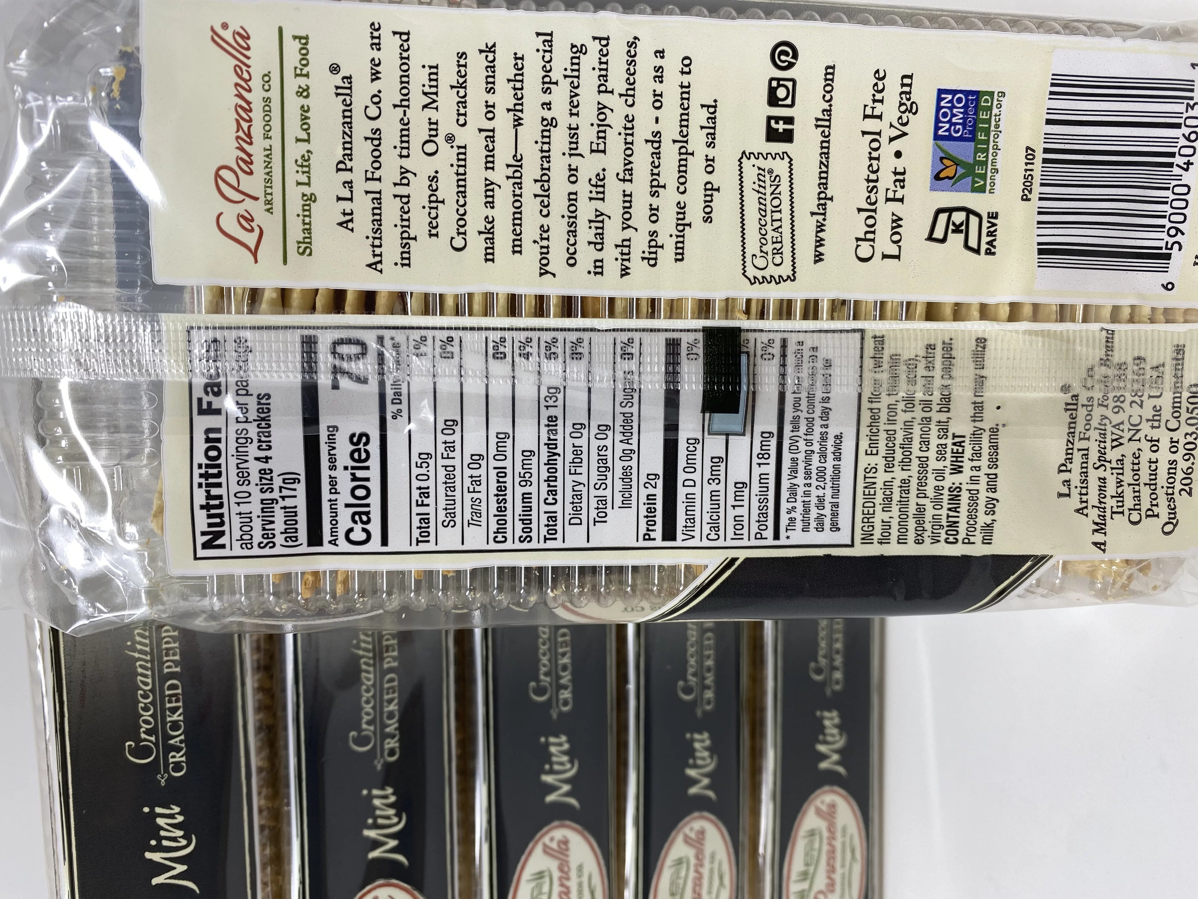 Artisan Crackers Mini Croccantini Cracked Pepper Flatbread 6oz Pack of 6 B97729