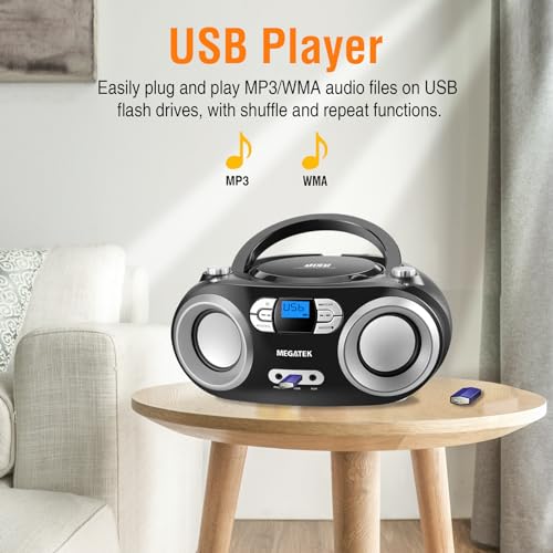Portable CD Player Boombox with Bluetooth, FM Radio, USB Port B11136