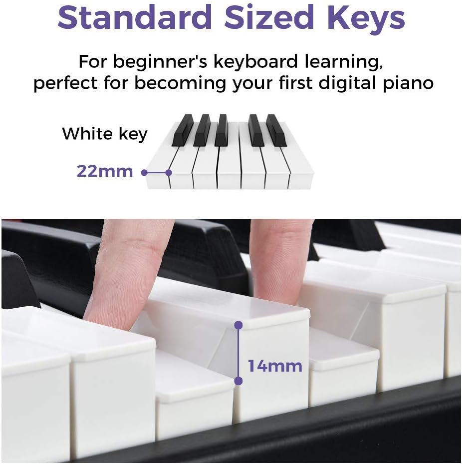 88 Key Digital Piano with Semi Weighted Keys and Dual 30W Speakers D10050