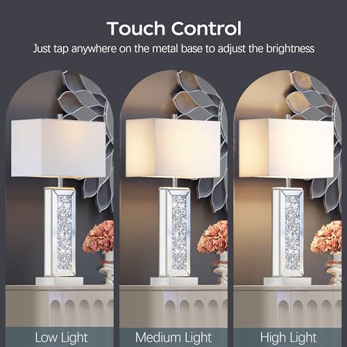 White Fabric Shade Table Lamp Set of 2 N758