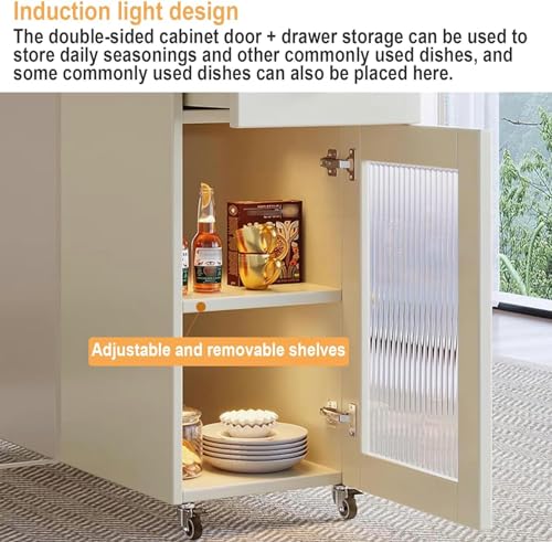 Folding Dining Table with Storage Rack, Drawers, Acrylic Table Legs and Slate Tabletop, 1.5M U786477