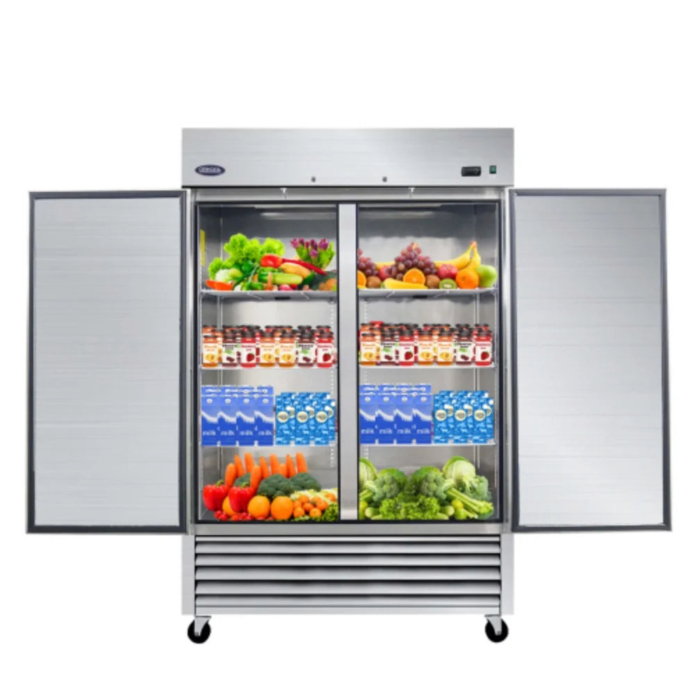 54" Commercial Refrigerator 49 Cu.ft 2 Solid Door Reach-In Stainless Steel Upright Fridge L503801