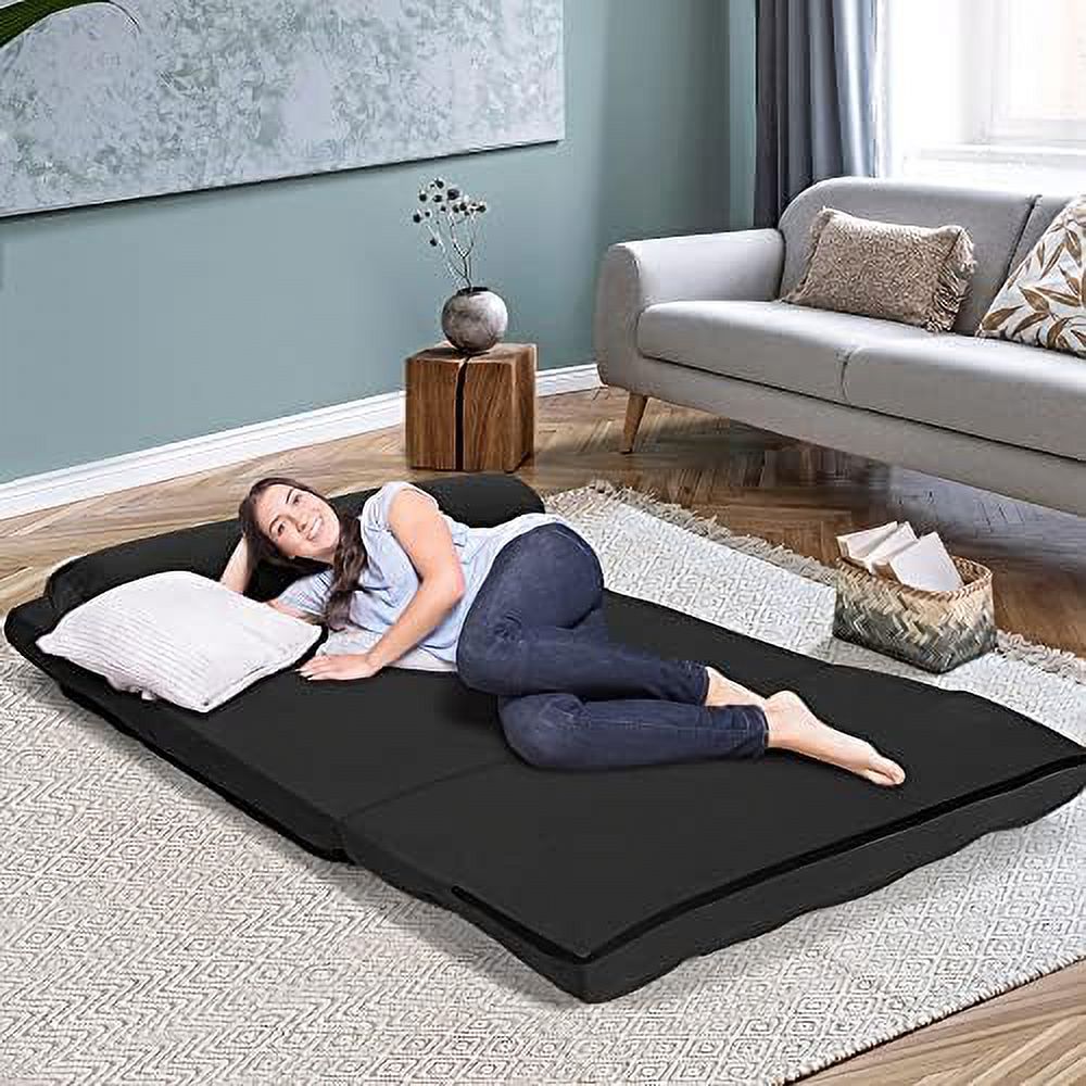 Foldable Floor Sofa with 2 Pillows & Suede Cloth Cover M354