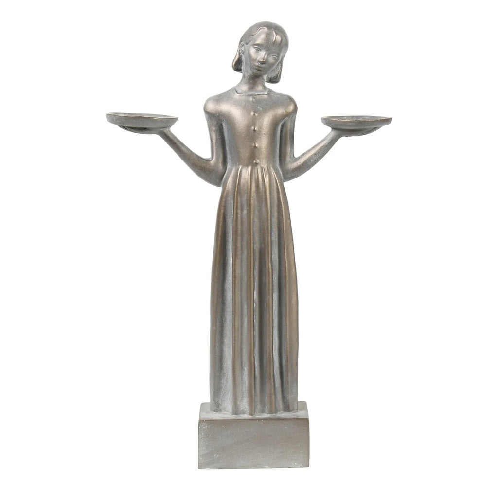 Small Outdoor Garden Bird Girl Statue 15" N61233