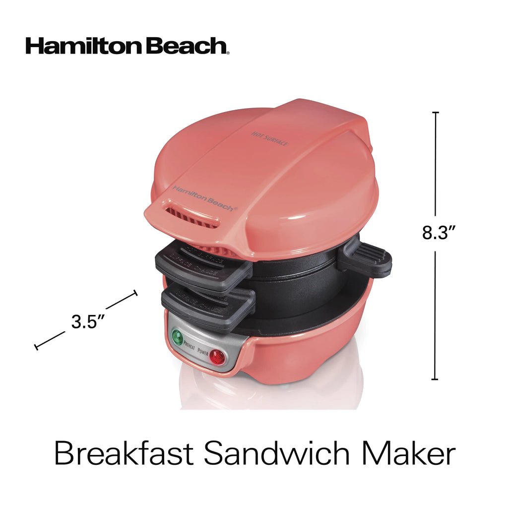 Breakfast Sandwich Maker with Egg Cooker Ring, Coral X4866