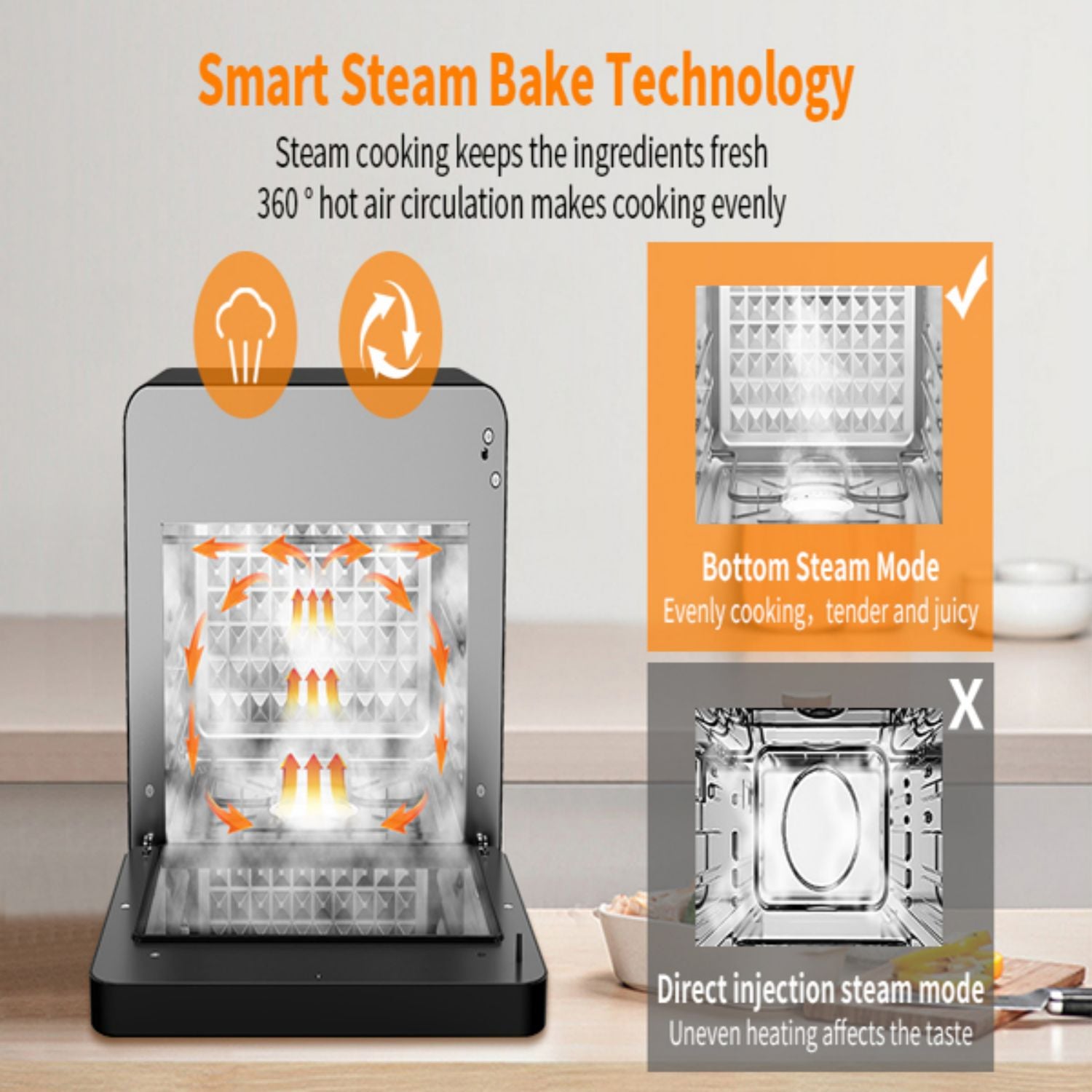 26-Quart Black Stainless Steel Steam Convection Oven I184