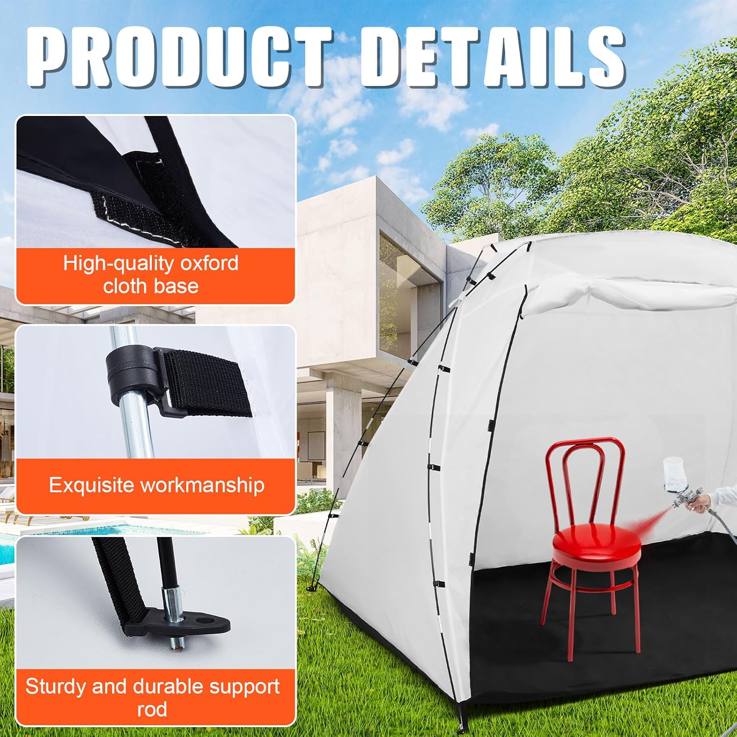 White 8.5 x 6 x 5.5 ft Portable Paint Booth Spray Paint Tent I4577