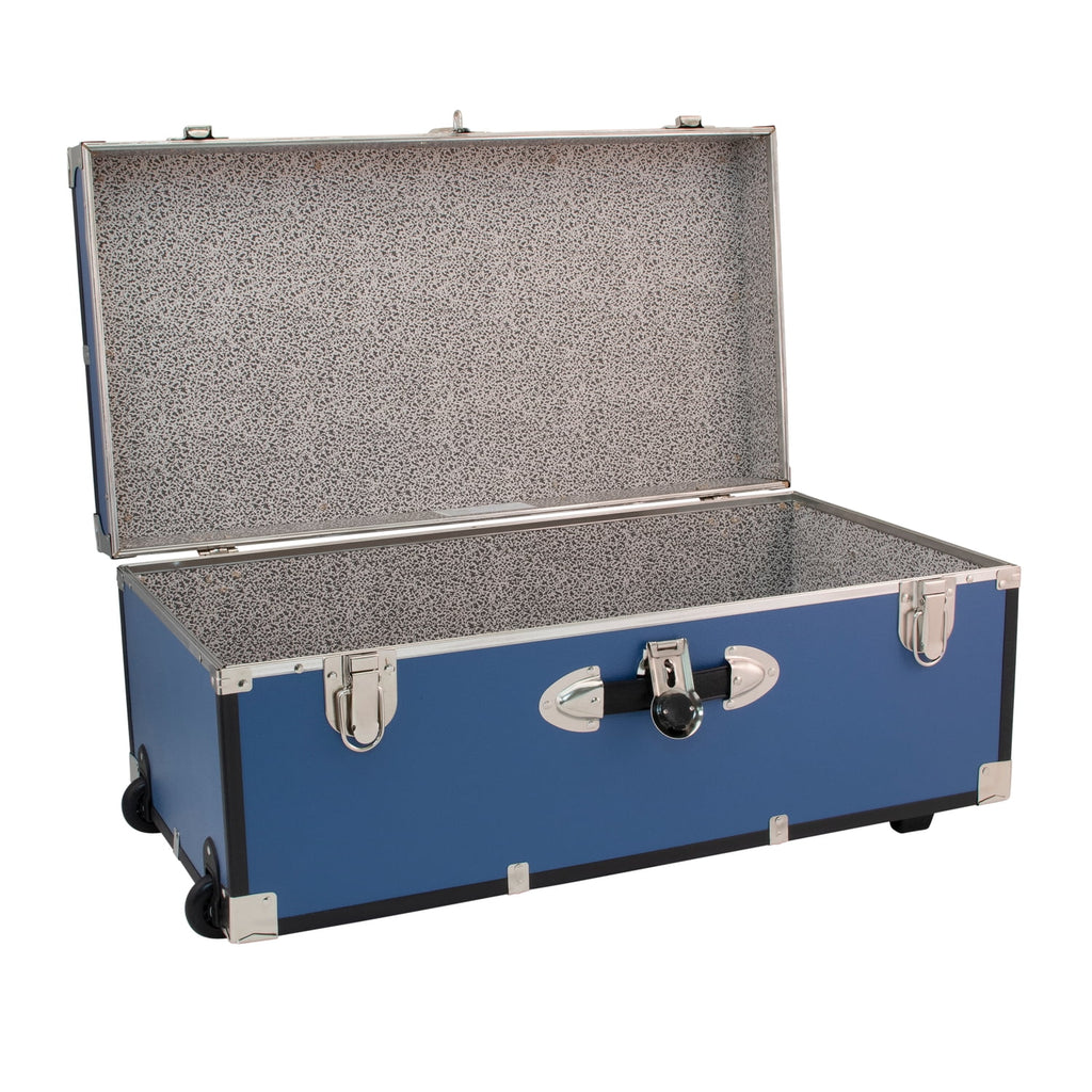Mist Blue Wood Trunk with Wheels and Lock K315