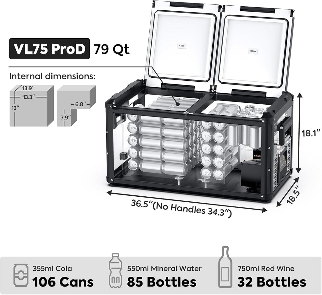 79.2 Quarts Dual Zone Portable Refrigerator T11048