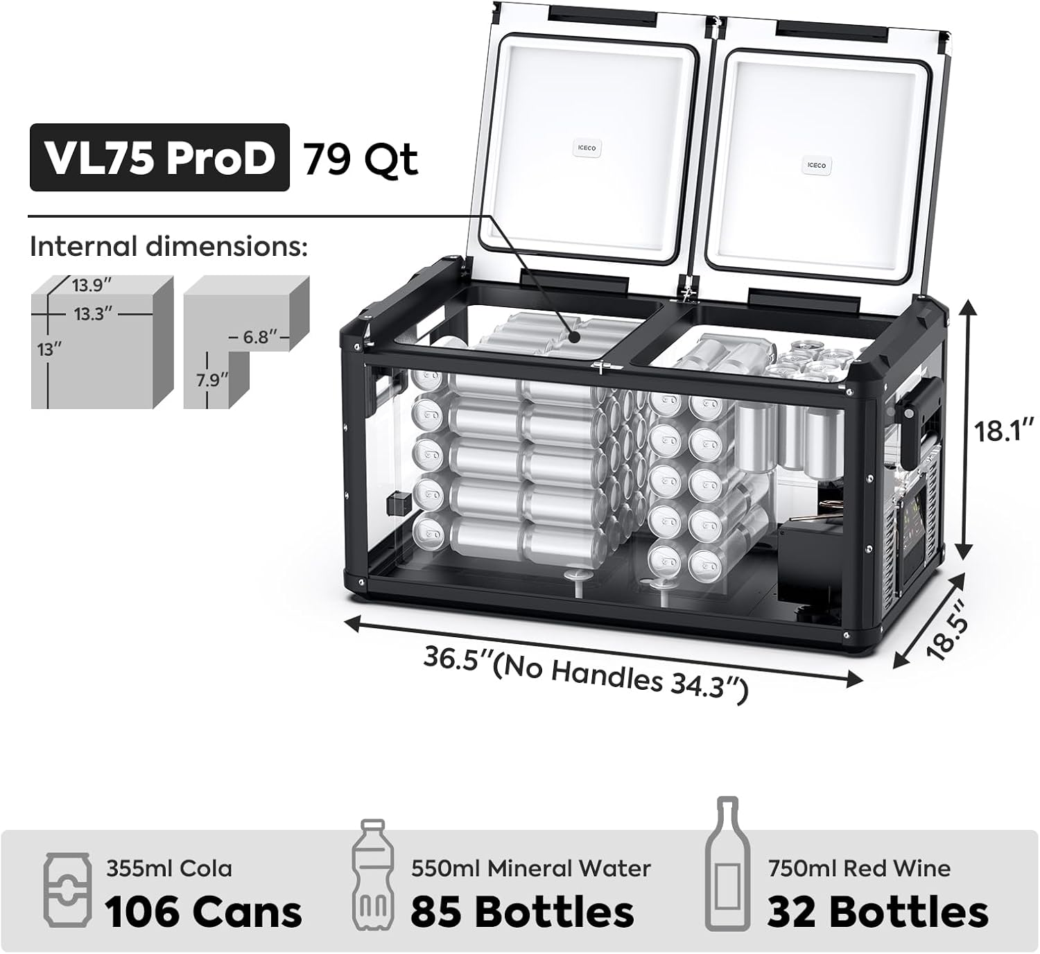 79.2 Quarts Dual Zone Portable Refrigerator T11048