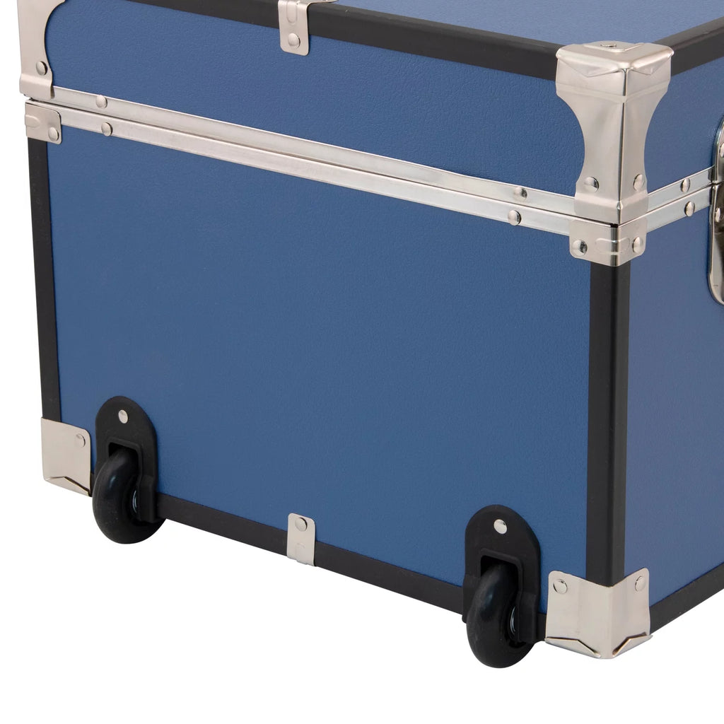 Mist Blue Wood Trunk with Wheels and Lock K315