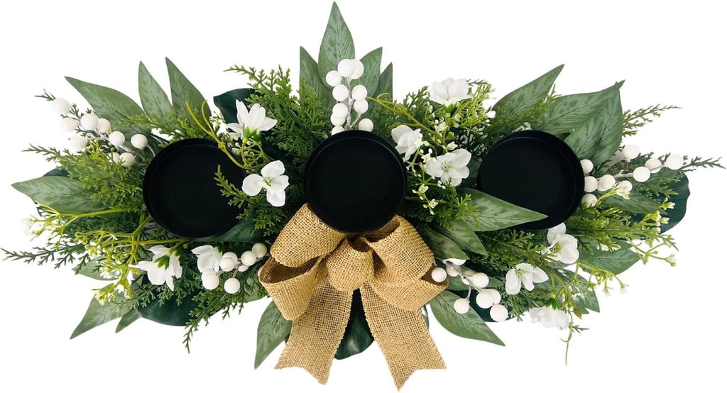 3 Wick Candle Holder with Artificial Flower C735922