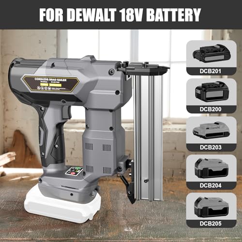 Cordless 18GA Brad Nailer, 18 Gauge Nail Gun, Brushless, 2 Mode, 5/8 to 1-1/4 Inch, Tool Only D90964