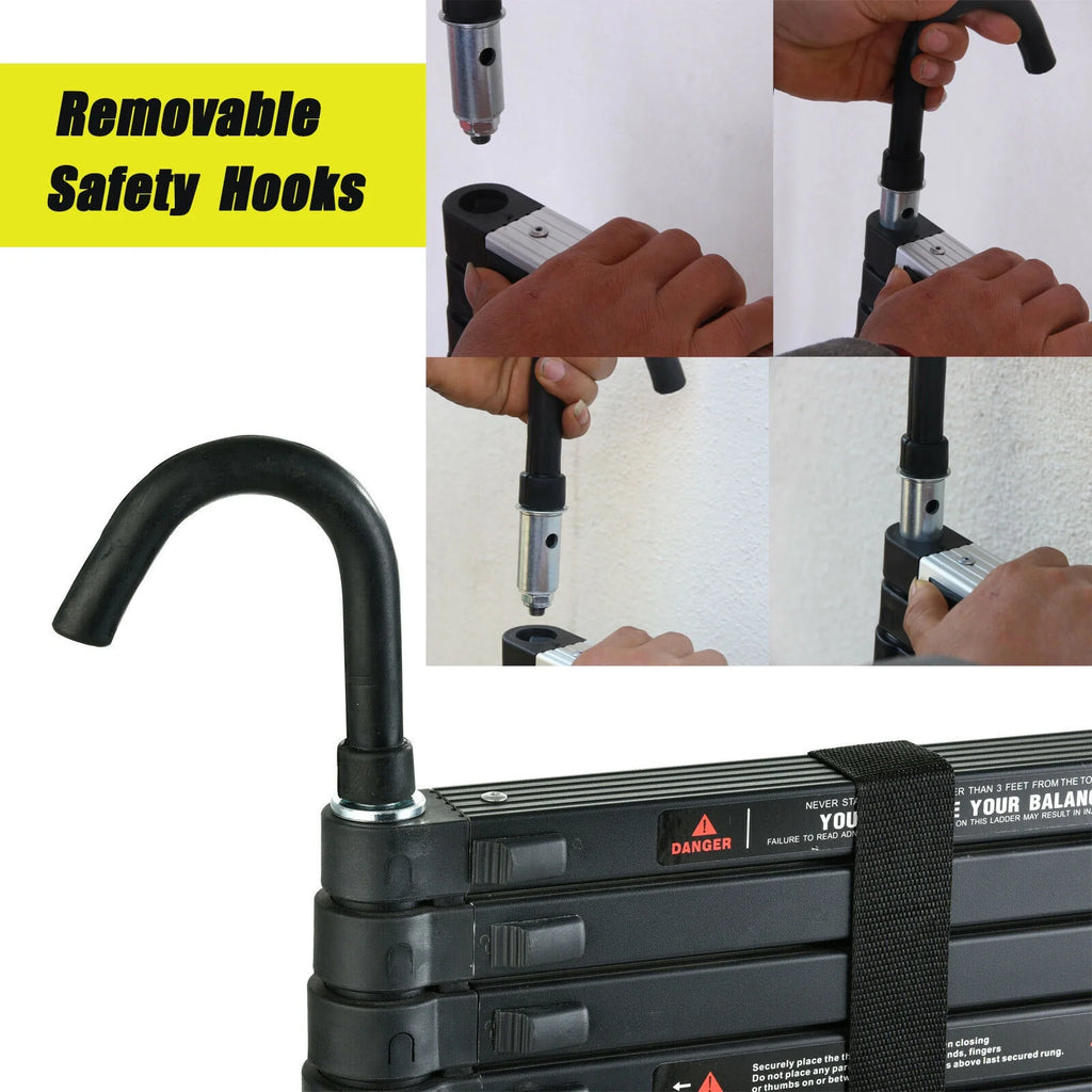 10.5ft Aluminum Extension Ladder with Anti-Slip Rubber Feet P12383