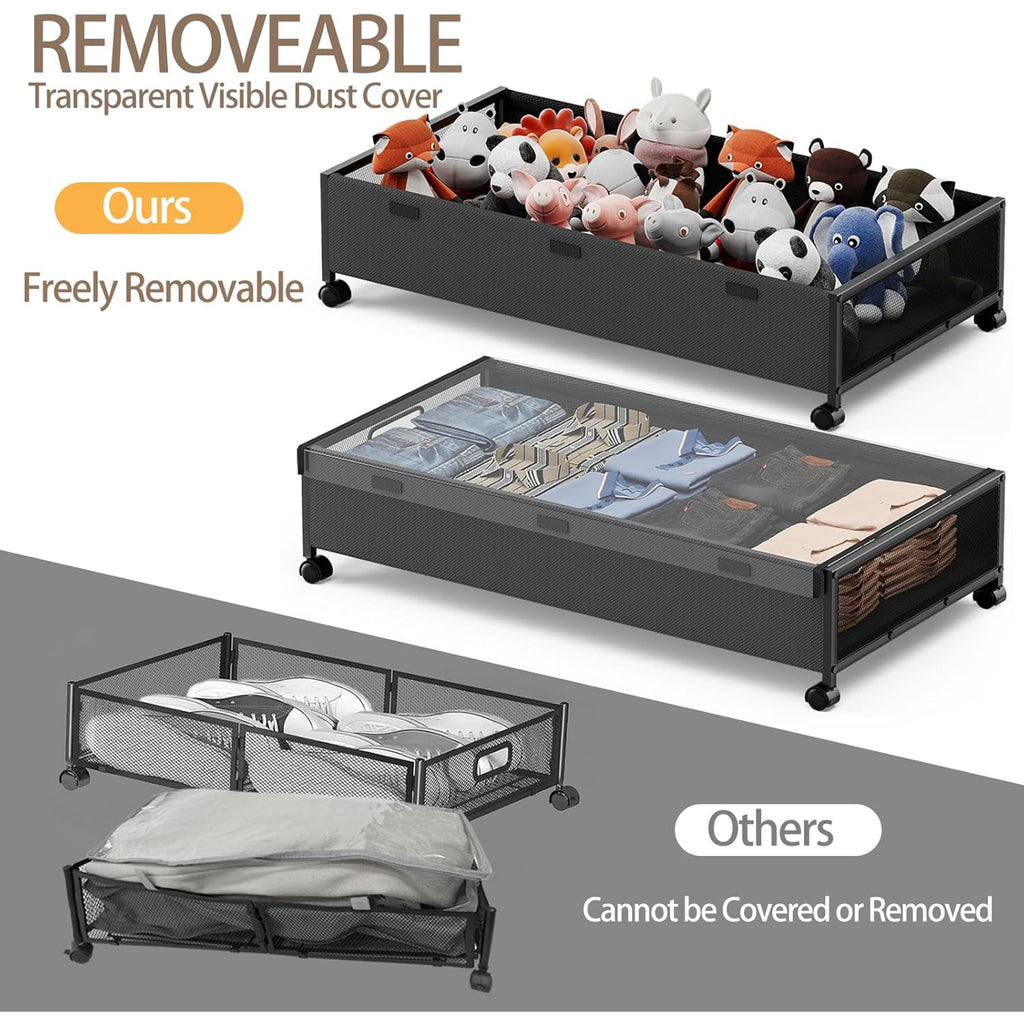 Black 2 Pack Rolling Under Bed Storage Drawer X65099