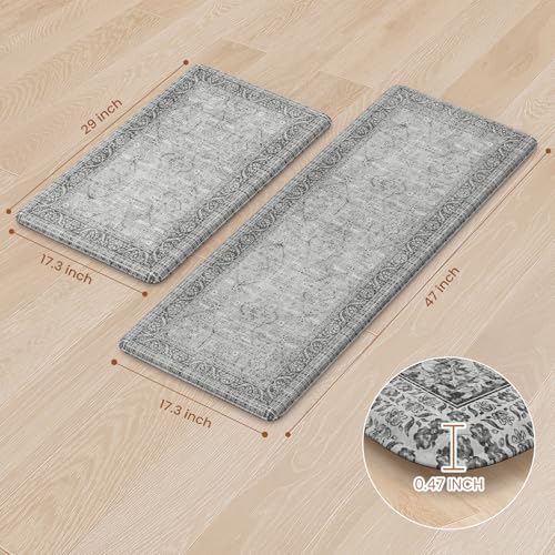 Vintage Brown Non Slip Waterproof Kitchen Mat sets of 2 O767