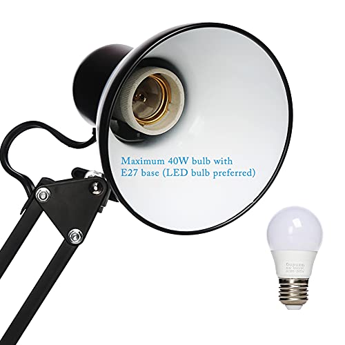 Led Desk Lamp with Clamp, Swing Arm, Folding Table Lamp, Black J325183