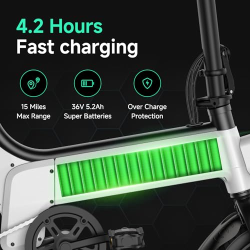 Folding Electric Bike 450W Peak Motor 16MPH 15 Miles 12" Pneumatic Tires P288