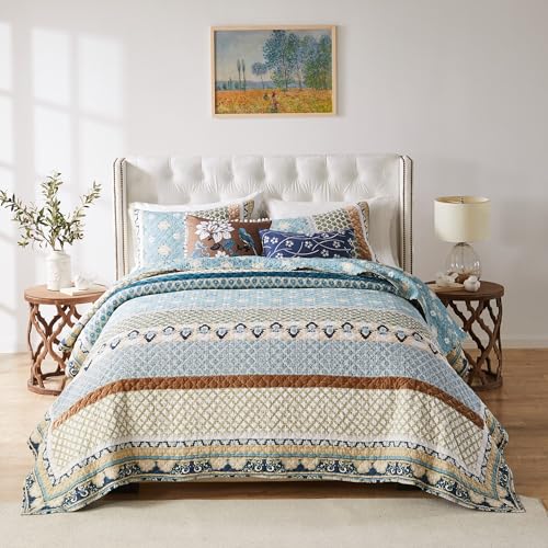 3-Piece Full/Queen Blue Quilted Bedding Set V35323