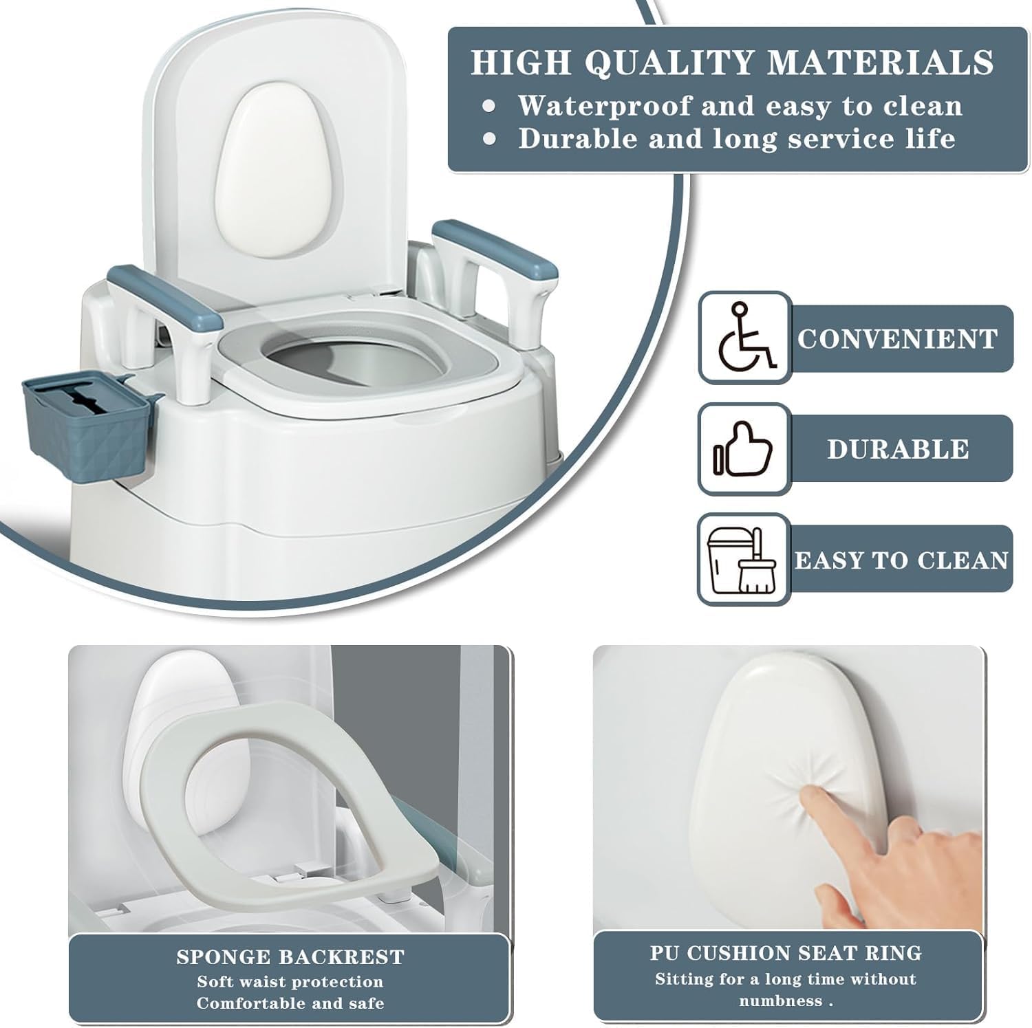 Detachable Armrests Height Adjustable Heavy Duty Commode O881094