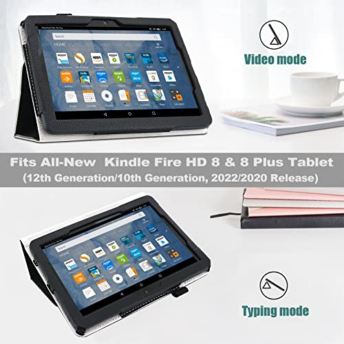 Black Folio Leather Case for Fire HD 8/8 Plus Tablet A3608