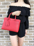 Small Double Zip Tote Satchel Crossbody Bag Poppy Orange Red K96922