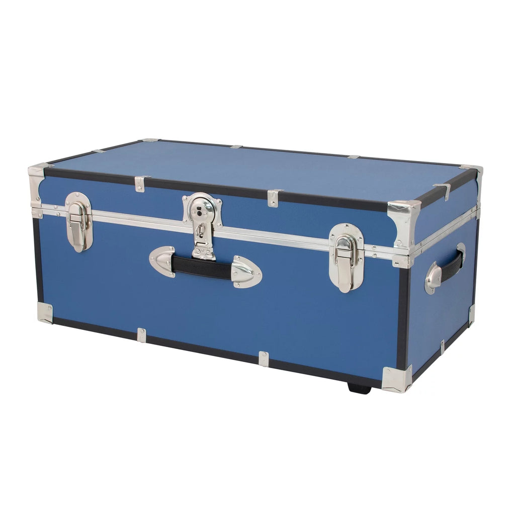 Mist Blue Wood Trunk with Wheels and Lock K315