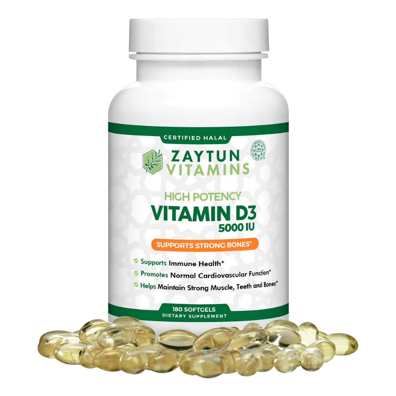 Halal Vitamin D3 5000 IU, 180 Softgels G17390