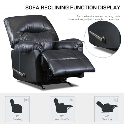 Black Leather Recliner Chair with Footrest U356025