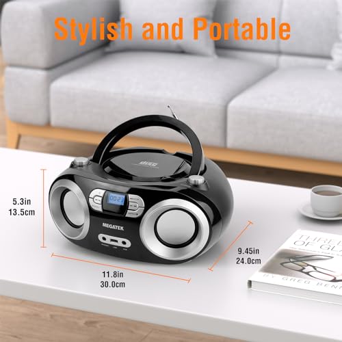 Portable CD Player Boombox with Bluetooth, FM Radio, USB Port B11136