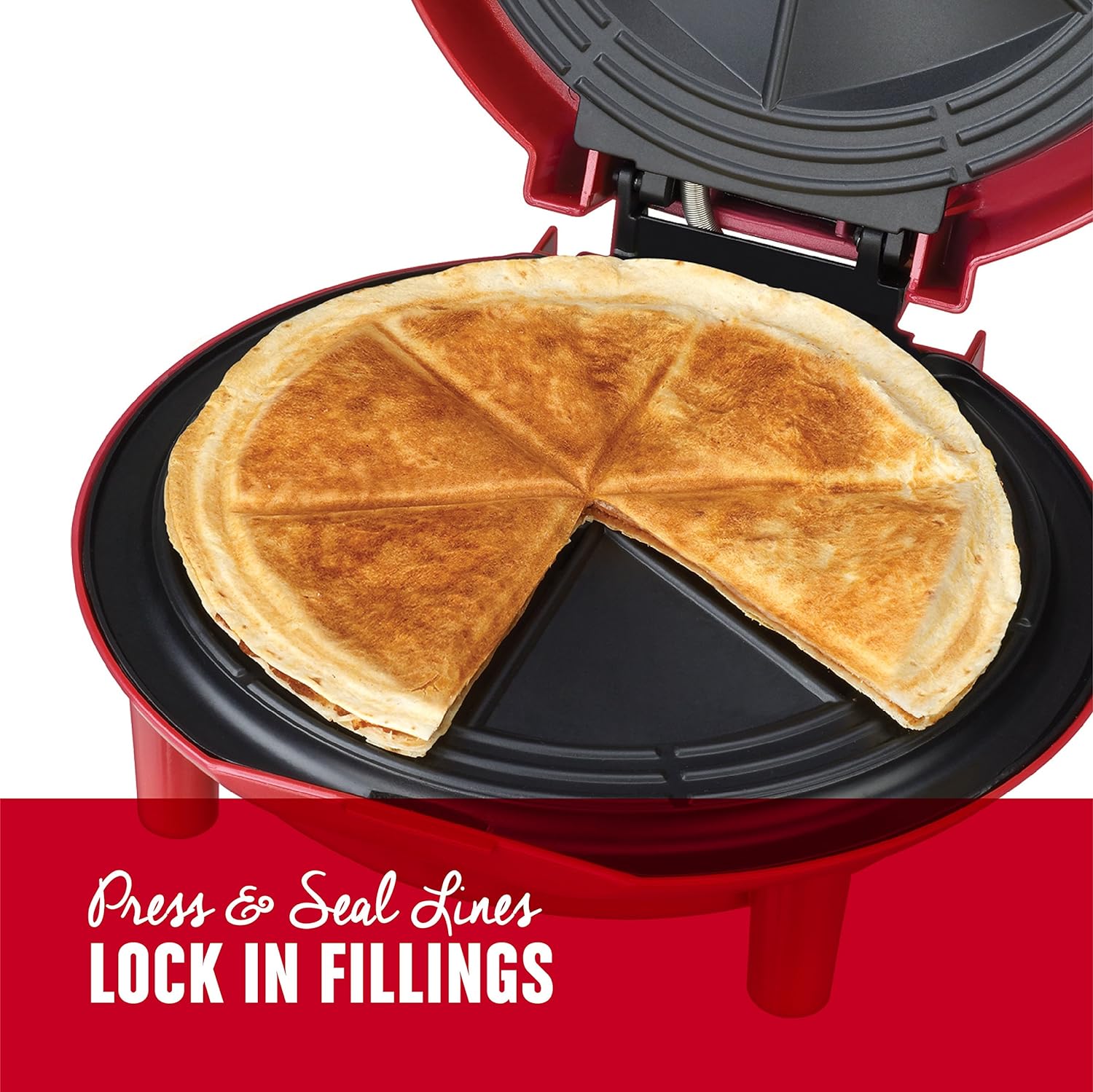 Red Electric Quesadilla Maker 10 Inch V884828