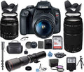 DSLR Camera with 18-55mm Lens and 75-300mm Lens and 500mm Preset Lens and 32GB Memory and Filters and Monopod X8584