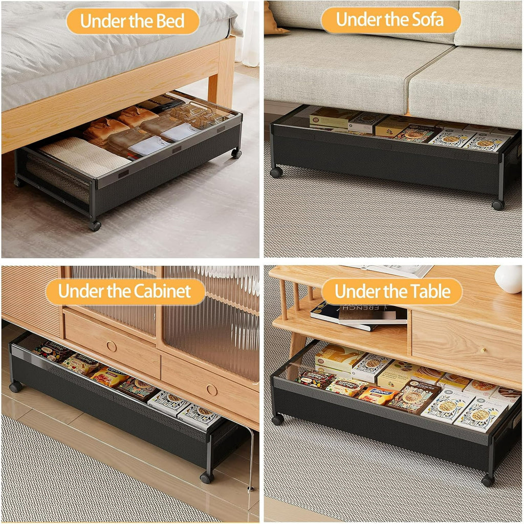 Black 2 Pack Rolling Under Bed Storage Drawer X65099