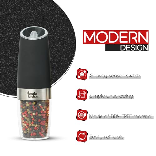Black Electric Salt and Pepper Grinder Set, 2 Pack L354