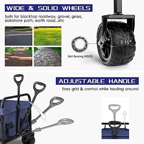 Collapsible Wagon Cart with Cupholders (Black) Q836