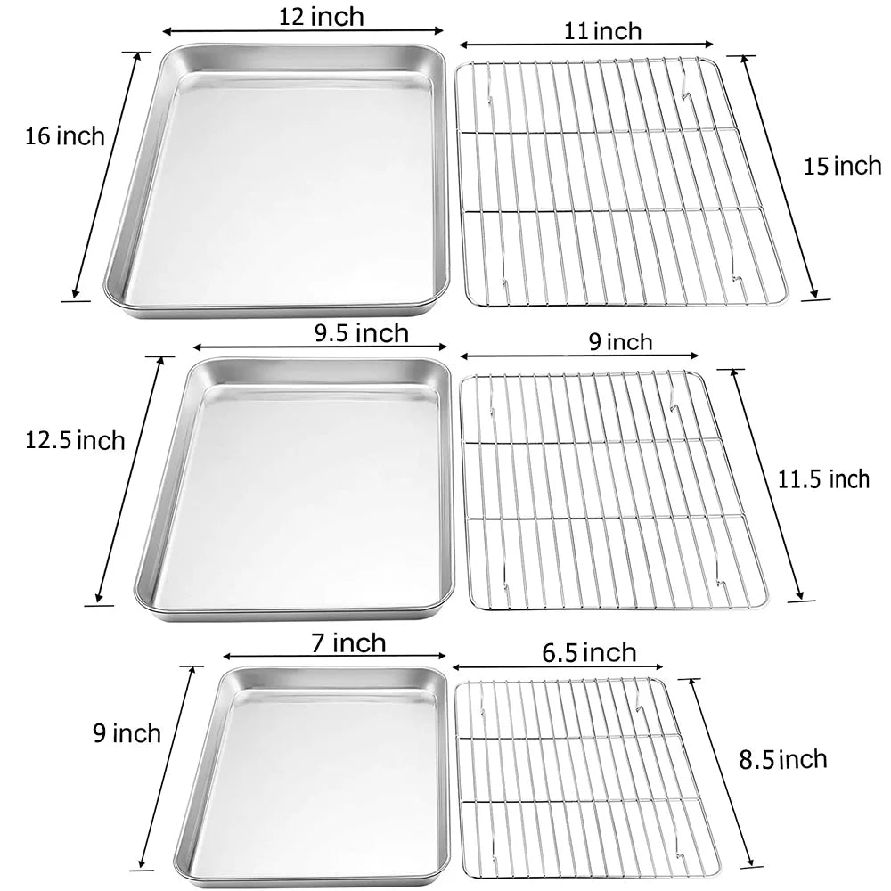 Stainless Steel Baking Sheet with Rack Set, 6 Pieces E814931