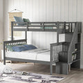 White Solid Wood Twin Over Twin/Full Bunk Bed with Twin Size Trundle and Drawers W878