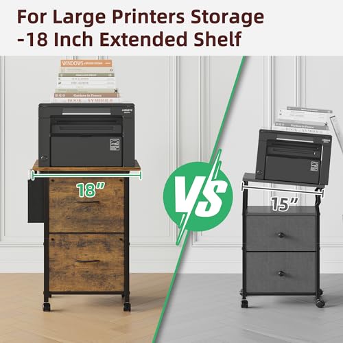 Rustic Brown Mobile File Cabinet with 2 Fabric File Drawer N411