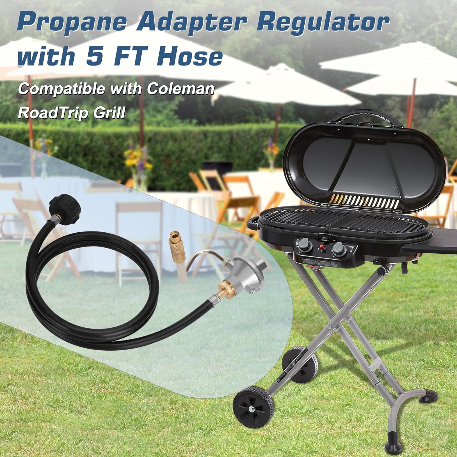 Grill Regulator with 5 Feet Propane Adapter Hose B528646