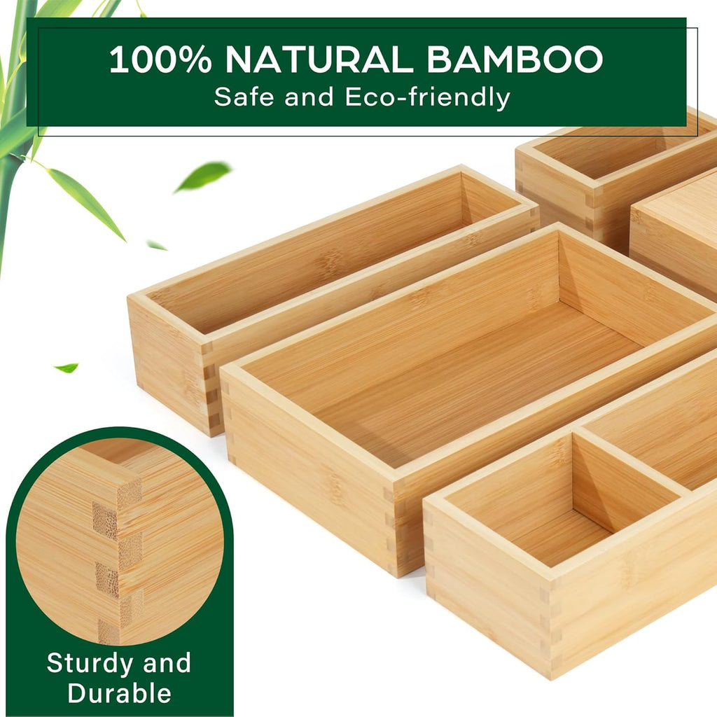 5 Pcs Bamboo Drawer Organizer Set D54402