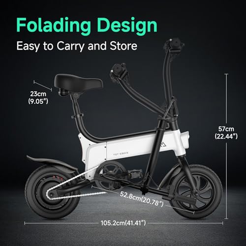 Folding Electric Bike 450W Peak Motor 16MPH 15 Miles 12" Pneumatic Tires P288