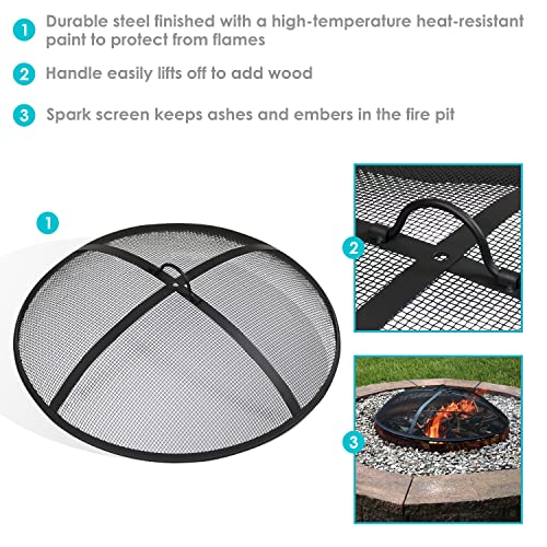 22-Inch Diameter Steel Mesh Fire Pit Spark Screen with Handle M367