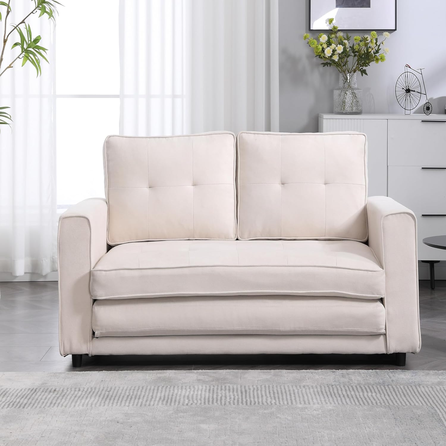 Beige Velvet Sofa P4391