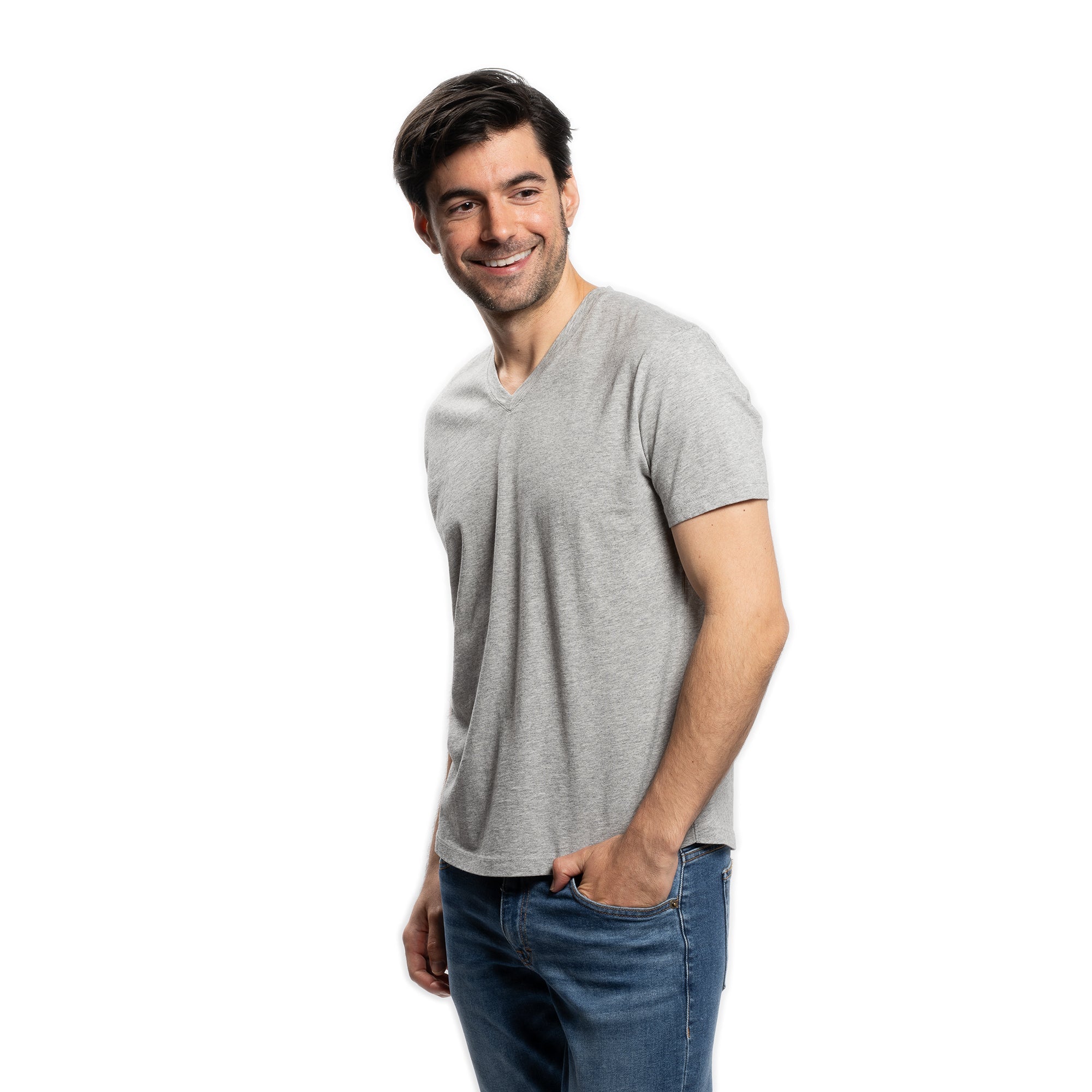 The V Neck T - Heather Grey
