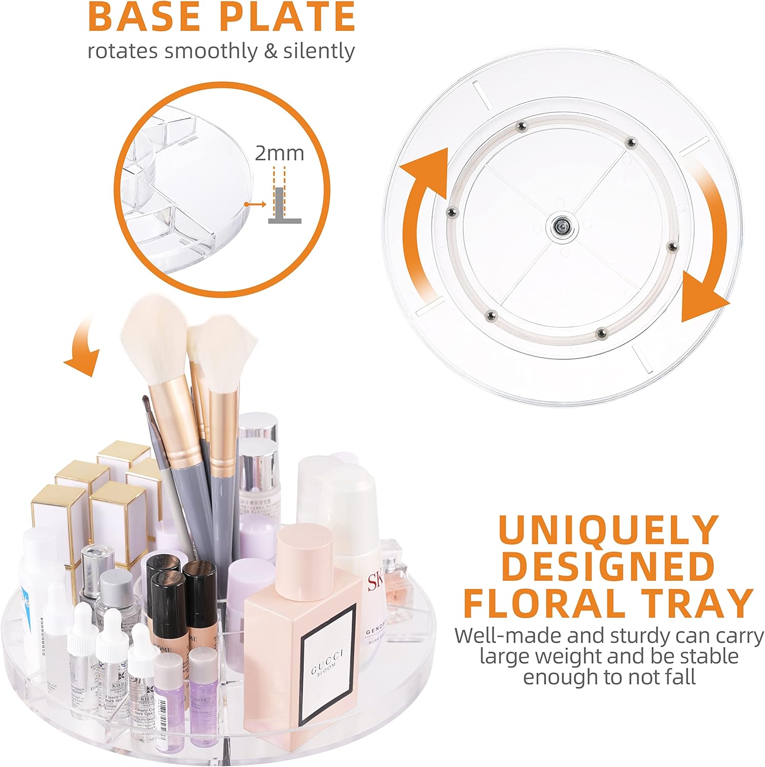 Clear Transparent 8 Layers Spinning Makeup Organizer R9622