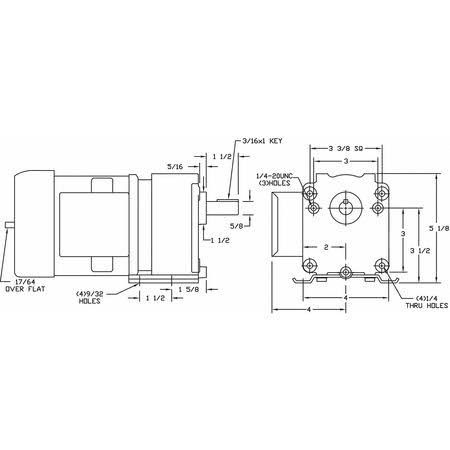 AC Gearmotor, 161 RPM, 115/230V A2508