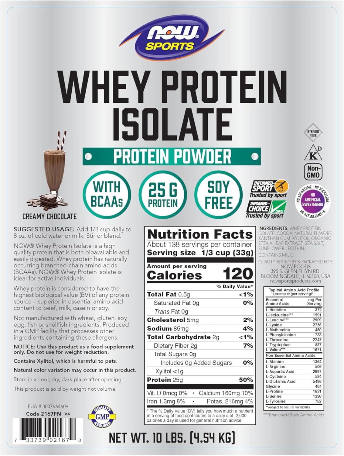 Creamy Chocolate Whey Protein Isolate Powder, 10-Pound X787
